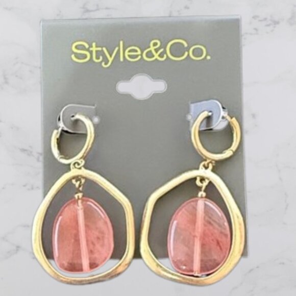 Style & Co. Jewelry - NWT Style & Co Gold-Tone Stone Orbital Charm Hoop Earrings